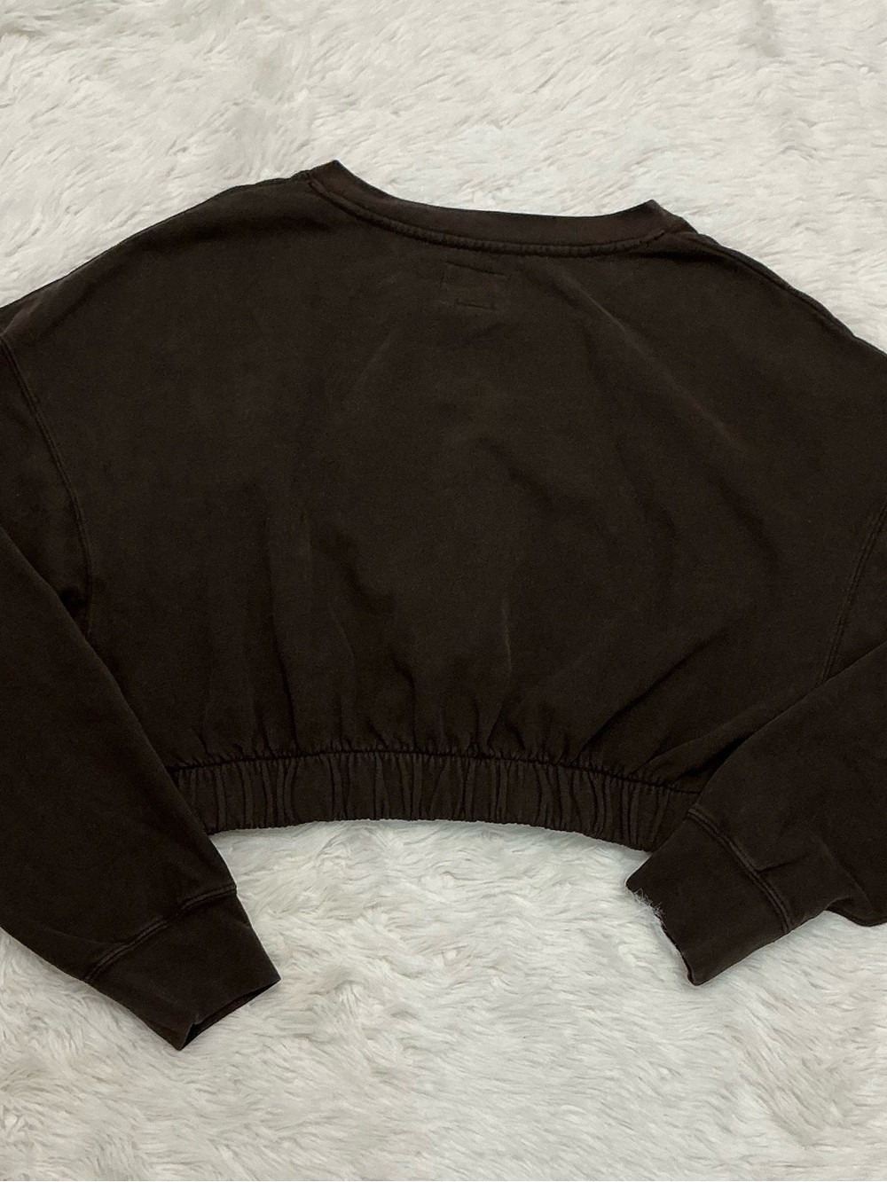 💙 Harlow - Cropped Sweatshirt in Deep Chocolate Brown - SZ L - Picture 8 of 8
